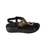 YAZKIŞ Kadın Siyah Gümüş Tek Bantlı Üzeri Boncuklu Arkası Lastikli 4cm Rahat Taban Sandalet thumbnail 5