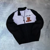 Lucky Life Unisex Uzun Kollu Paraşüt Kumaş Rüzgarlik - Siyah - 1