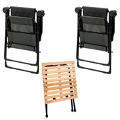 2 Adet Katlanır Kamp Sandalyesi ve Masa Seti - Rest - Taşıma Çantalı - Haki - 130 KG Taşıma thumbnail 2
