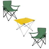 2 Adet Katlanır Kamp Sandalyesi ve Masa Seti - (DY.001) - Haki/Sarı - Plaj Sandalyesi thumbnail 1