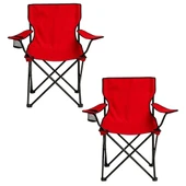 2 Adet Katlanır Kamp Sandalyesi - Piknik Plaj Sandalyesi - (DY.001) - Kırmızı - Taşıma Çantalı thumbnail 2