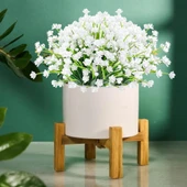 Nettenevime 6lı Set Yapay Çiçek Sazlı Lotus Beyaz Renk 7 Dal Plastik  30cm thumbnail 5