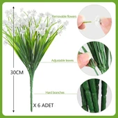 Nettenevime 6lı Set Yapay Çiçek Sazlı Lotus Beyaz Renk 7 Dal Plastik  30cm thumbnail 2