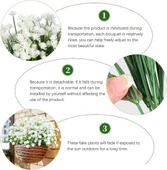 Nettenevime 6lı Set Yapay Çiçek Sazlı Lotus Beyaz Renk 7 Dal Plastik  30cm thumbnail 8