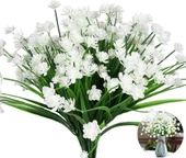 Nettenevime 6lı Set Yapay Çiçek Sazlı Lotus Beyaz Renk 7 Dal Plastik  30cm thumbnail 1