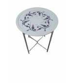 Dekoratif Krom Kaplı Desenli Katlanır Sehpa - 4