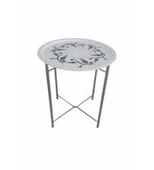 Dekoratif Krom Kaplı Desenli Katlanır Sehpa - 1