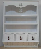 Ahşap Boyanabilir MDF Dekoratif 3 Raflı ve 3 Çekmeceli Duvar Rafı - Terek - 1