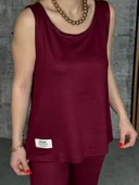 Kadın Askılı Yuvarlak Yaka Viskon Iki Iplik Bluz Ve Eşofman Altı Ikili Takım thumbnail 2