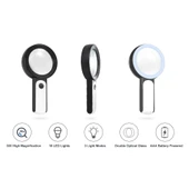 30x 12ışıklı Büyüteç Taşınabilir Çıft Katmanlı Optik Cam Okuma Büyüteç 229018 - 5