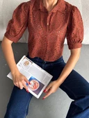 Brodeli crop gömlek s1023 - 1