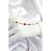 Pirinç Renkli Zirkon Taşlı Y Model Gold Renk Kadın Şahmeran - Tj-sn684 - 1