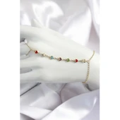 Pirinç Renkli Kalpli Zirkon Taşlı Y Model Gold Renk Kadın Şahmeran - Tj-sn680 - 1