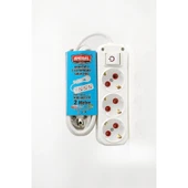 Amiral 3' Lü Topraklı Anahtarlı 2 Metre Kablolu Grup Priz - 1