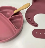 OiOi Blw II Silikon Beslenme Seti 3lü (Tabaklı) Velvet Rose - 3