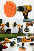 Büyük Boy 11 Parça 150mm Pasta Cila Polisaj Süngeri Seti Matkap Uyumlu Pasta Cila Parlatma Pedi Seti thumbnail 7
