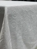 NİVEMESHOME 140X160 BEYAZ DAİRE SEMBOL LEKE TUTMAZ MASA ÖRTÜSÜ - 5