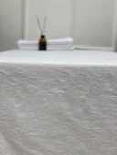 NİVEMESHOME 140X200 BEYAZ DAİRE SEMBOL LEKE TUTMAZ MASA ÖRTÜSÜ - 3