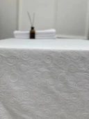 NİVEMESHOME 140X280 BEYAZ DAİRE SEMBOL LEKE TUTMAZ MASA ÖRTÜSÜ - 3