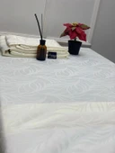 NİVEMESHOME 140X180 KREM YAPRAK DESENLİ LEKE TUTMAZ MASA ÖRTÜSÜ - 5