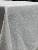 NİVEMESHOME 140X280 BEYAZ DAİRE SEMBOL LEKE TUTMAZ MASA ÖRTÜSÜ - 5