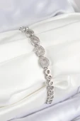 Pirinç Zirkon Taşlı Oval Model Gümüş Renk Kadın Bileklik - EBJ250726W36812 thumbnail 1