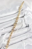 Pirinç Zirkon Taşlı Balık Kuyruğu Model Gold Renk Kadın Bileklik - EBJ250726W36797 thumbnail 2
