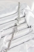 Pirinç Zirkon Taşlı Yonca Model Gümüş Renk Kadın Bileklik - EBJ250726W36814 thumbnail 2