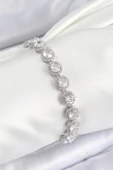 Pirinç Zirkon Taşlı Daire Baget Model Gümüş Renk VIP Seri Kadın Bileklik - EBJ250726W36781 thumbnail 1
