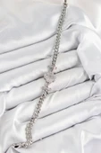 Pirinç Zirkon Taşlı Yonca Model Gümüş Renk Kadın Bileklik - EBJ250726W36806 thumbnail 2