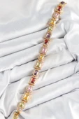 Pirinç Karışık Zirkon Taşlı Baget Model Gold Renk VIP Seri Kadın Bileklik - EBJ250726W36772 thumbnail 2