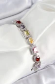 Pirinç Karışık Zirkon Taşlı Baget Model Gümüş Renk VIP Seri Kadın Bileklik - EBJ250726W36771 thumbnail 1