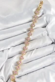 Pirinç Zirkon Taşlı Pembe Yonca Baget Model Gold Renk VIP Seri Kadın Bileklik - EBJ250726W36774 thumbnail 2
