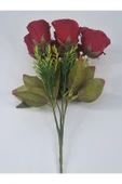 35 Cm Kırmızı Yakamoz Gülü – 7’li Yapay Gül Buketi, Dekoratif ve Zarif Aranjman thumbnail 2