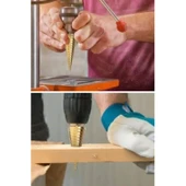 Buffer® 3 Parça Kademeli Matkap Ucu Paslanmaz Uç Alüminyum Sac Demir Delme Seti - 8