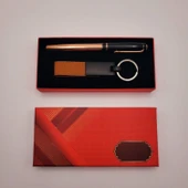 Deri Metal Anahtarlık Ve Roller Kalem - 1