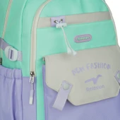 Relaxion Yeni Sezon Kalemlikli Yeşil-Mor Premium Klinkır Okul Sırt Çantası (1513) thumbnail 6