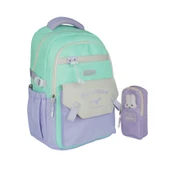 Relaxion Yeni Sezon Kalemlikli Yeşil-Mor Premium Klinkır Okul Sırt Çantası (1513) thumbnail 1