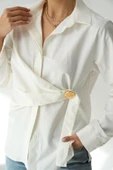 Bağlamalı Gömlek - Ekru thumbnail 2