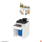 Modilayn DOQU (M) Set Ocak Altı Dolap 60x88x48 cm, Çekmeceli,Kapaklı, Tüp Bölmeli Ve Baharat Raflı - 7