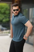 Erkek Fermuarlı Yaka Kısa Kollu Tişört thumbnail 2