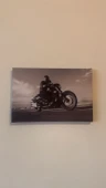 Motosiklet Süren Adam Görseli Natürel Tasarım Ahşap Çerçeve Ev İşyeri Duvar Kanvas Tablo MTR1 thumbnail 5