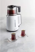 Grundig TM 4961 Elektrikli Çay Makinesi, 1.8 Litre Isıtıcı ve 0.8 Litre Demlik Kapasitesi, Paslanmaz Çelik Çay Filtresi, Kettle Olarak Kullanılabilme Özelliği, 1650 W, Beyaz thumbnail 2