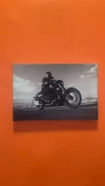 Motosiklet Süren Adam Görseli Natürel Tasarım Ahşap Çerçeve Ev İşyeri Duvar Kanvas Tablo MTR1 thumbnail 3