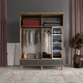 Comiet Soho 4 Kapaklı Çekmeceli MDF Antrasit Gardırop - 3
