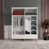 Comiet Soho 4 Kapaklı Çekmeceli MDF Beyaz Gardırop - 3