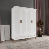 Comiet Soho 4 Kapaklı Çekmeceli MDF Beyaz Gardırop - 2