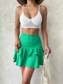 Valonlu fırfırlı etek yeşil s24681 thumbnail 7