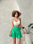 Valonlu fırfırlı etek yeşil s24681 thumbnail 4