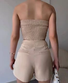 Arkadan büzgülü esnek büstiyer bej thumbnail 2